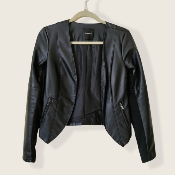 Dynamite Black Faux Leather Jacket size small